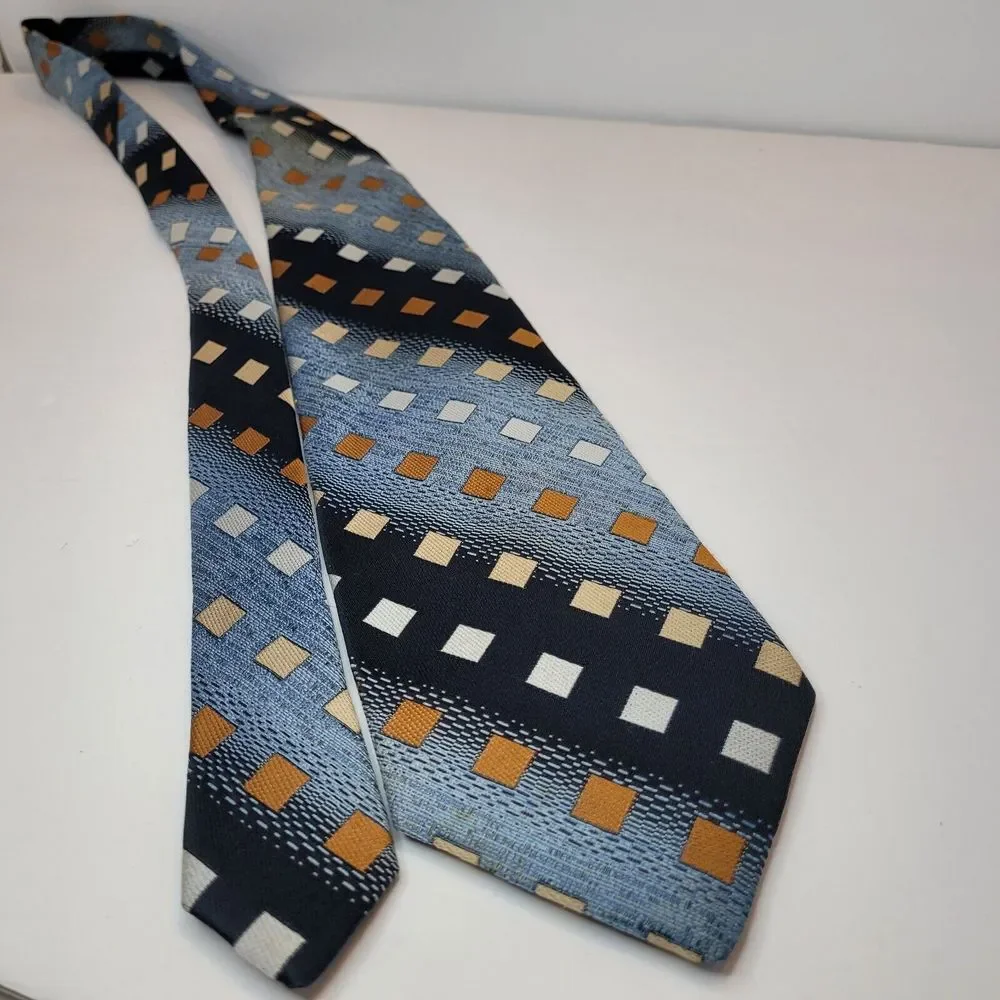 Unbranded, Blue‎ Checked Polyester Vintage Tie
